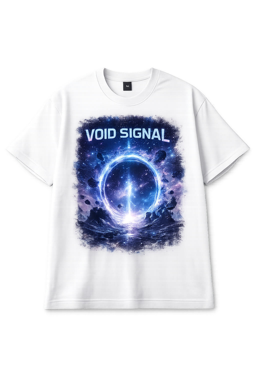 VOID SIGNAL TEE bianca con grafica portale cosmico
