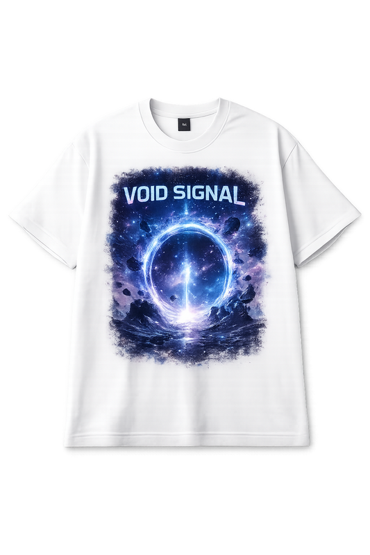 VOID SIGNAL TEE bianca con grafica portale cosmico